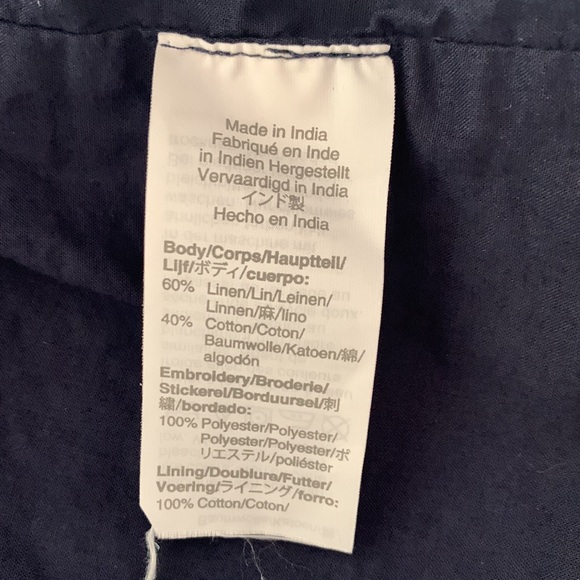 J. Crew Linen Embroidered Navy Maxi Dress with Cross Strap Back *EUC* - Picture 7 of 7